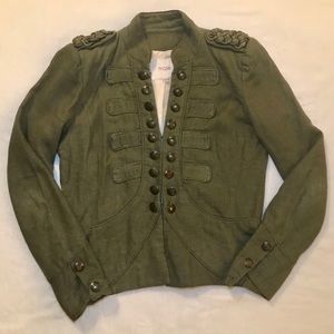 Maje Olive Military Linen Jacket